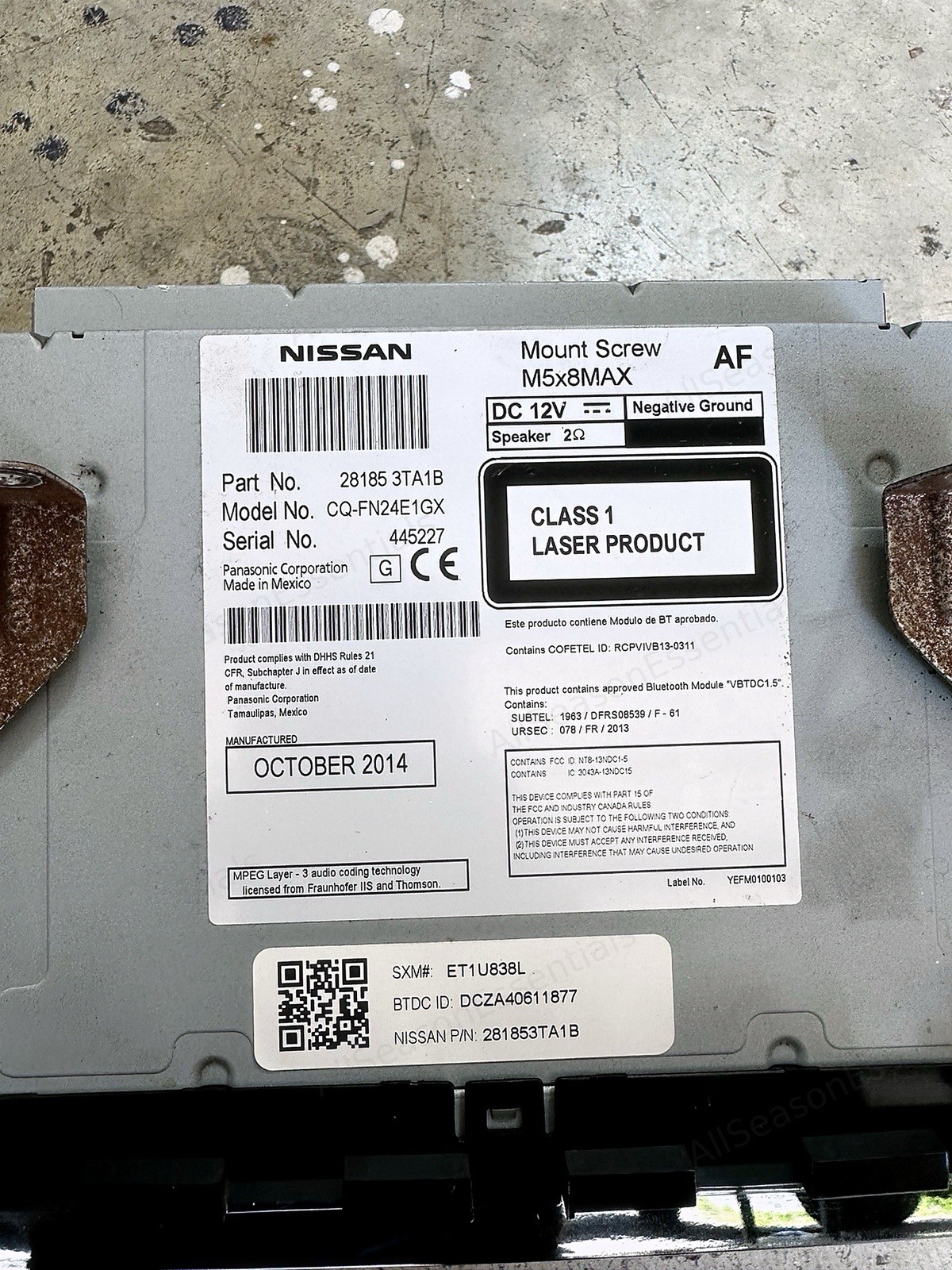 2013-2016 Nissan Altima Radio CD Player AM FM AUX OEM 28185-3TB0G 100% Working