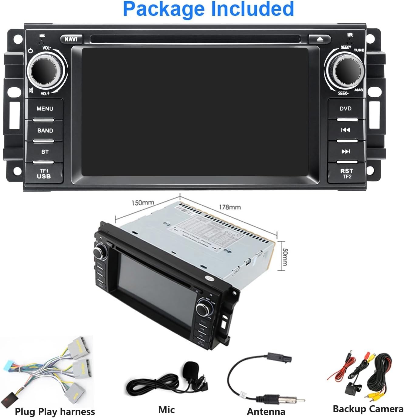 Plug Play Car Radio Stereo CD DVD FM Player with CarPlay For Jeep Dodge Chrysler
