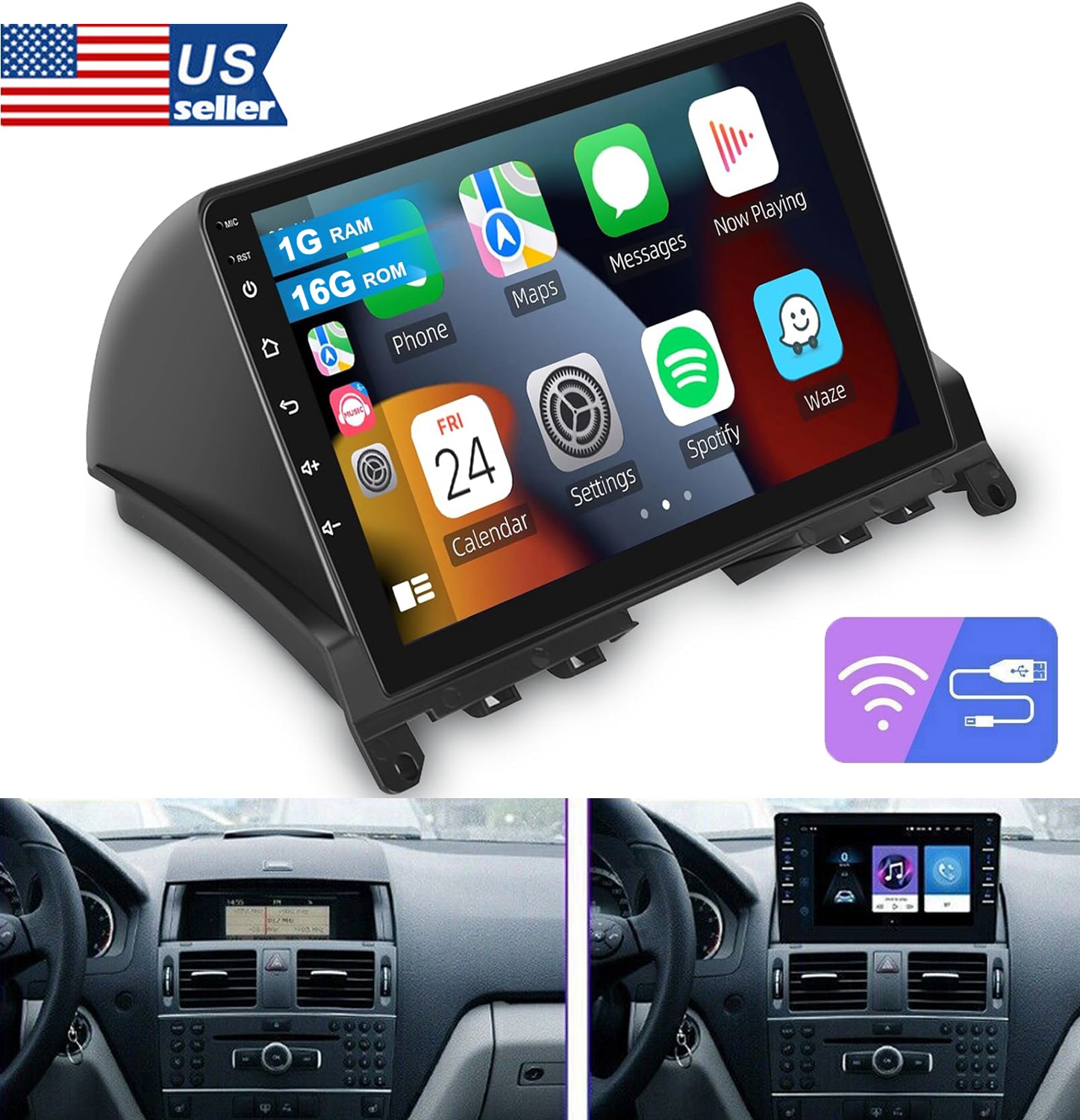 8″ Android 12 Car Radio 1+16GB GPS BT For Mercedes C-Class W204 S204 2006-2011