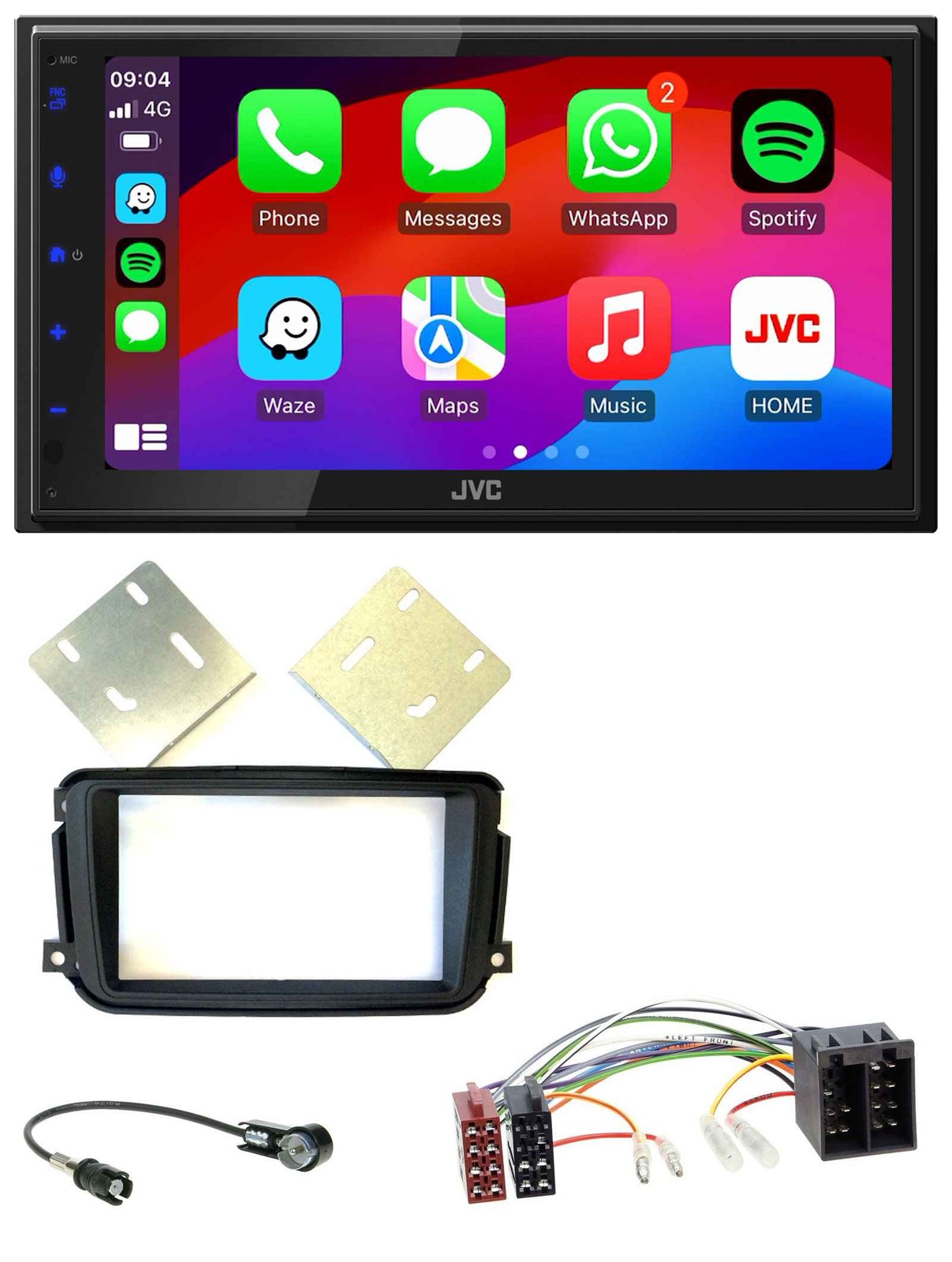 JVC Bluetooth 2DIN MP3 DAB USB Car Stereo for Smart ForTwo 2010-2015 ISO