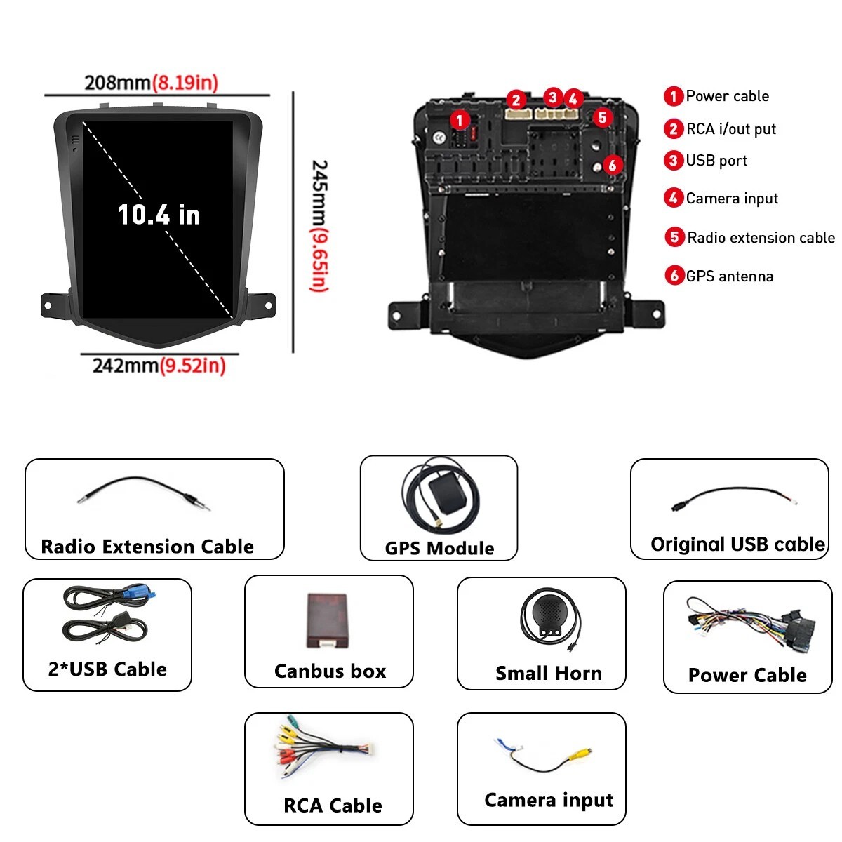 AndroidOS Apple Carplay GPS NAVI Car Radio IPS Display For Chevy Cruze 2011-2015