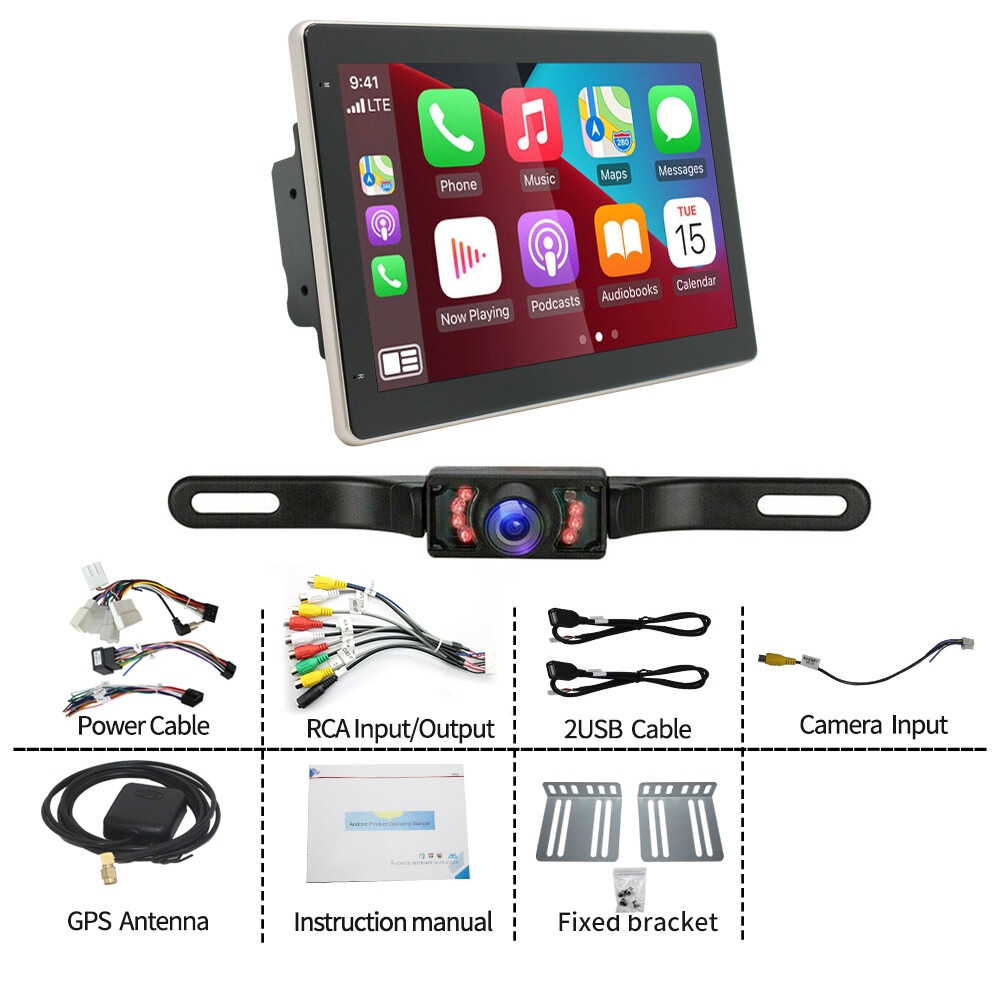 2DIN 10” Rotatable Android 13 Touch Screen Fit For Carplay Car Stereo Radio GPS