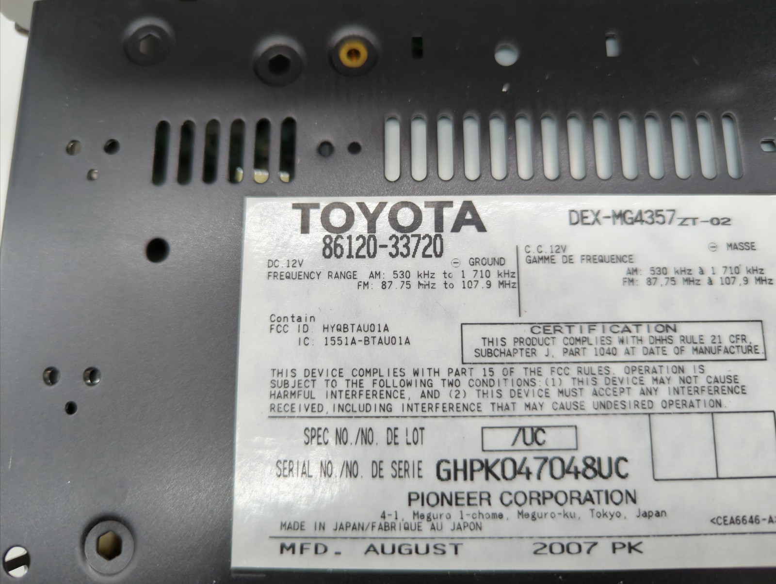 2007-2009 Lexus Es350 Undefined BCYFX