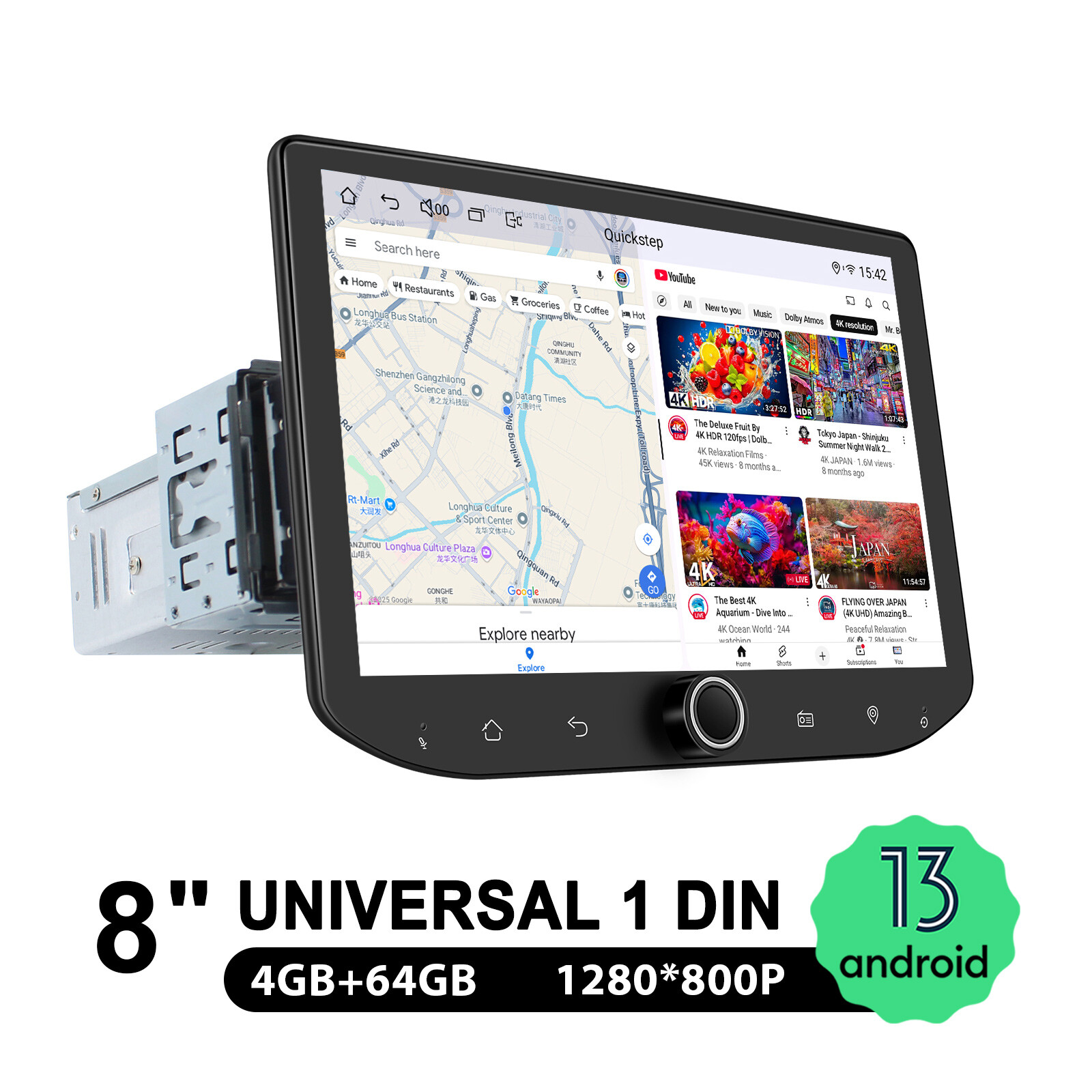 8 inch Single Din Touchscreen Apple Carplay Radio with Volume Knob DSP FM WiFi