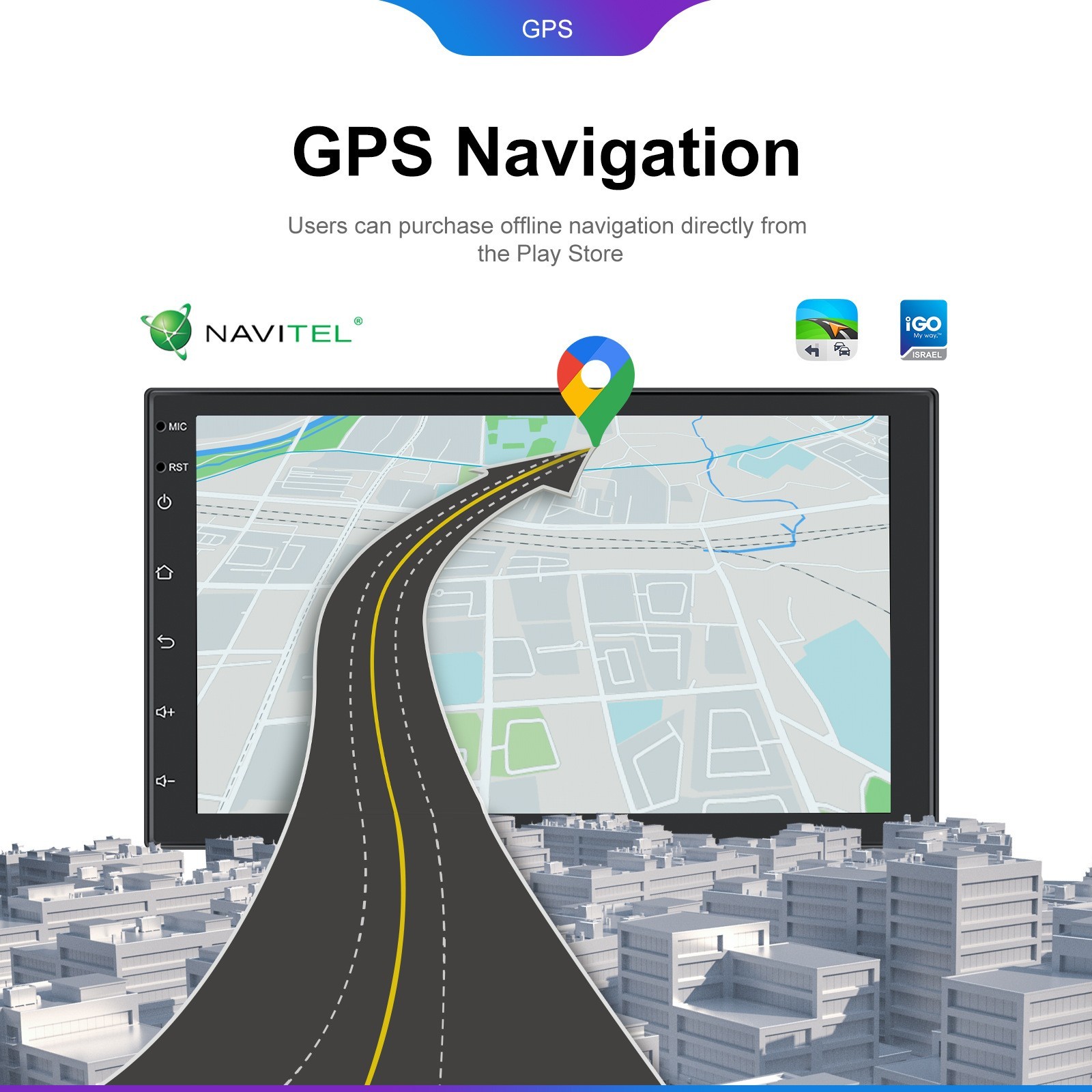 7″ Android 13 Car Multimedia Head Unit — WiFi Bluetooth CarPlay GPS MirrorLink