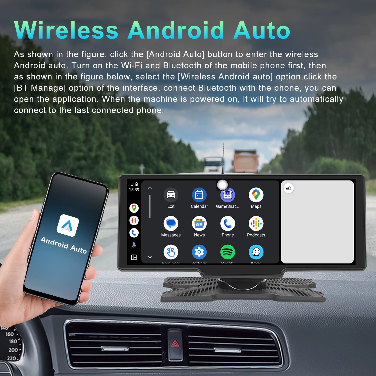 Portable Wireless Apple CarPlay Android Auto IPS Screen MP5 Car Stereo