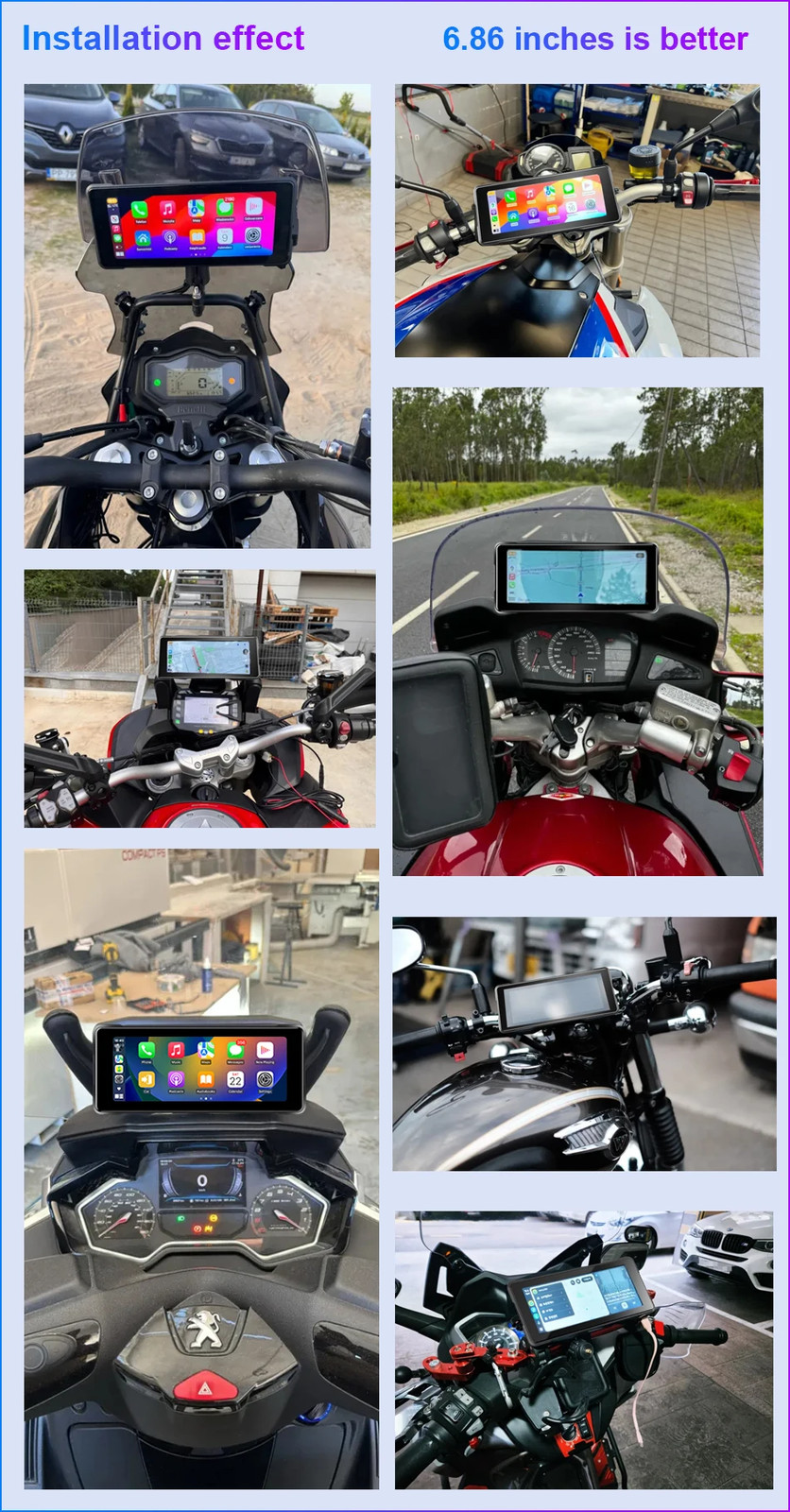 6.86 Inch Motorcycle DVR Portable Waterproof Touch screen Wireless Android