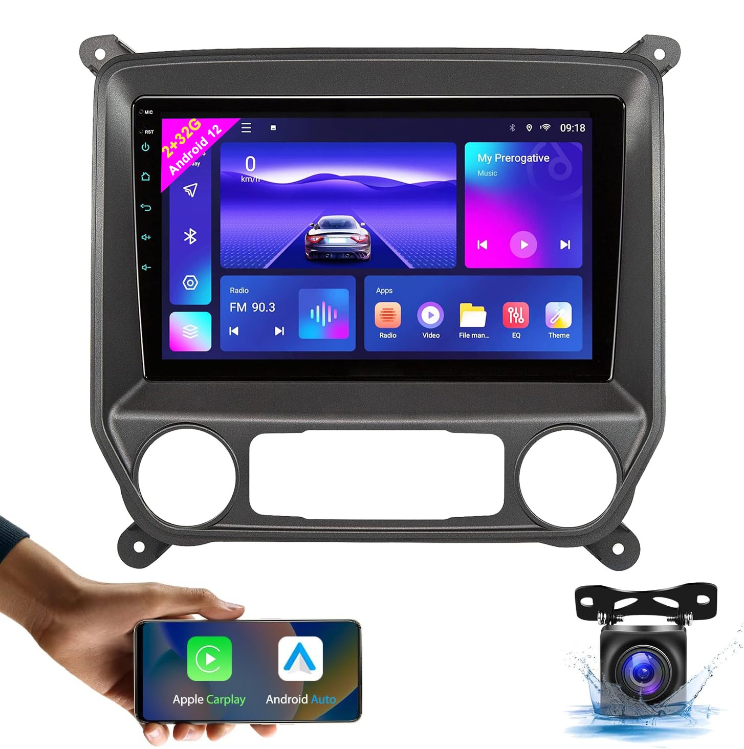10″ 2+32GB CarPlay Android 12 Car Stereo GPS For Chevrolet Silverado GMC Sierra