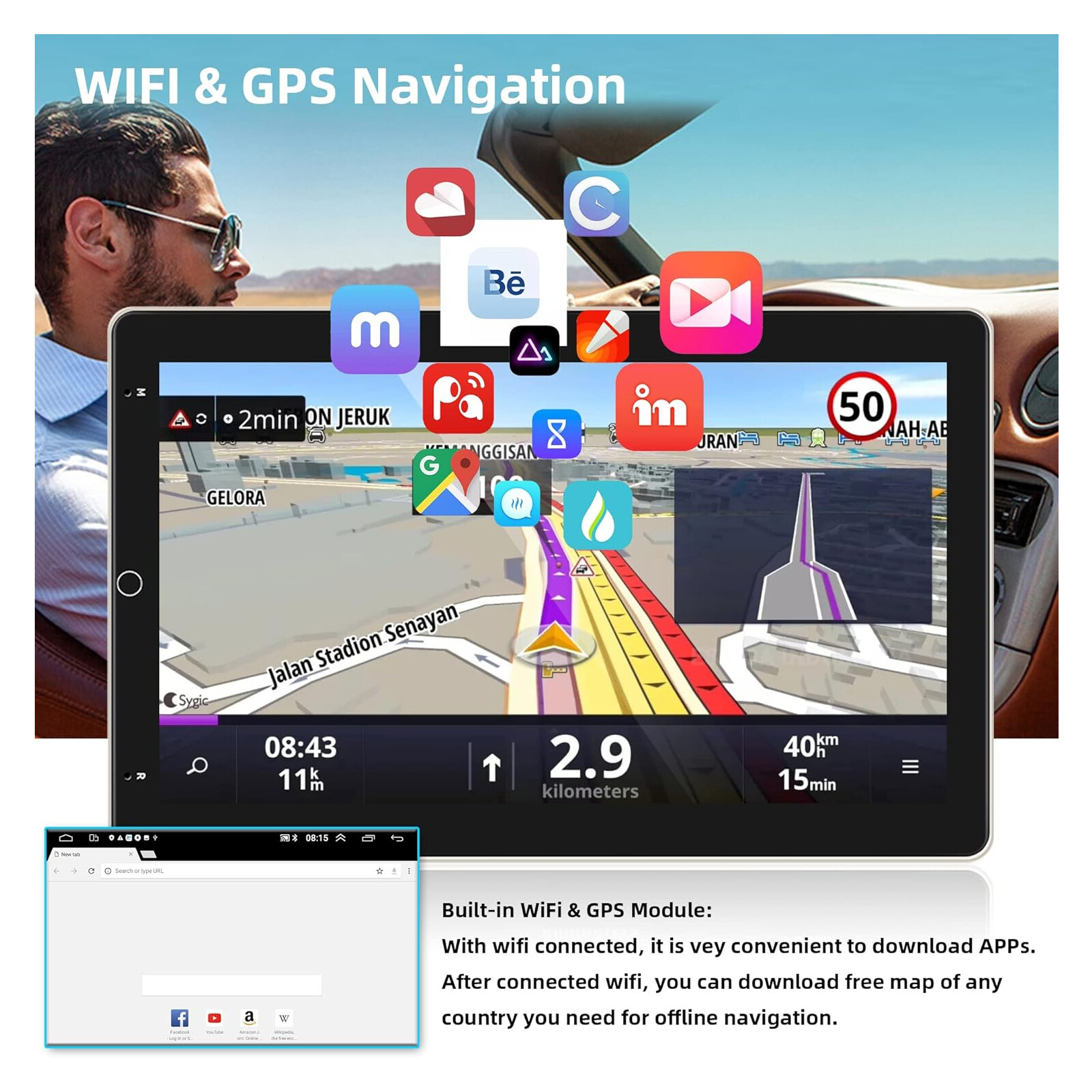 10”Rotatable Car Stereo Radio 2Din Android 13 Carplay GPS Navi Head Unit BT 32G