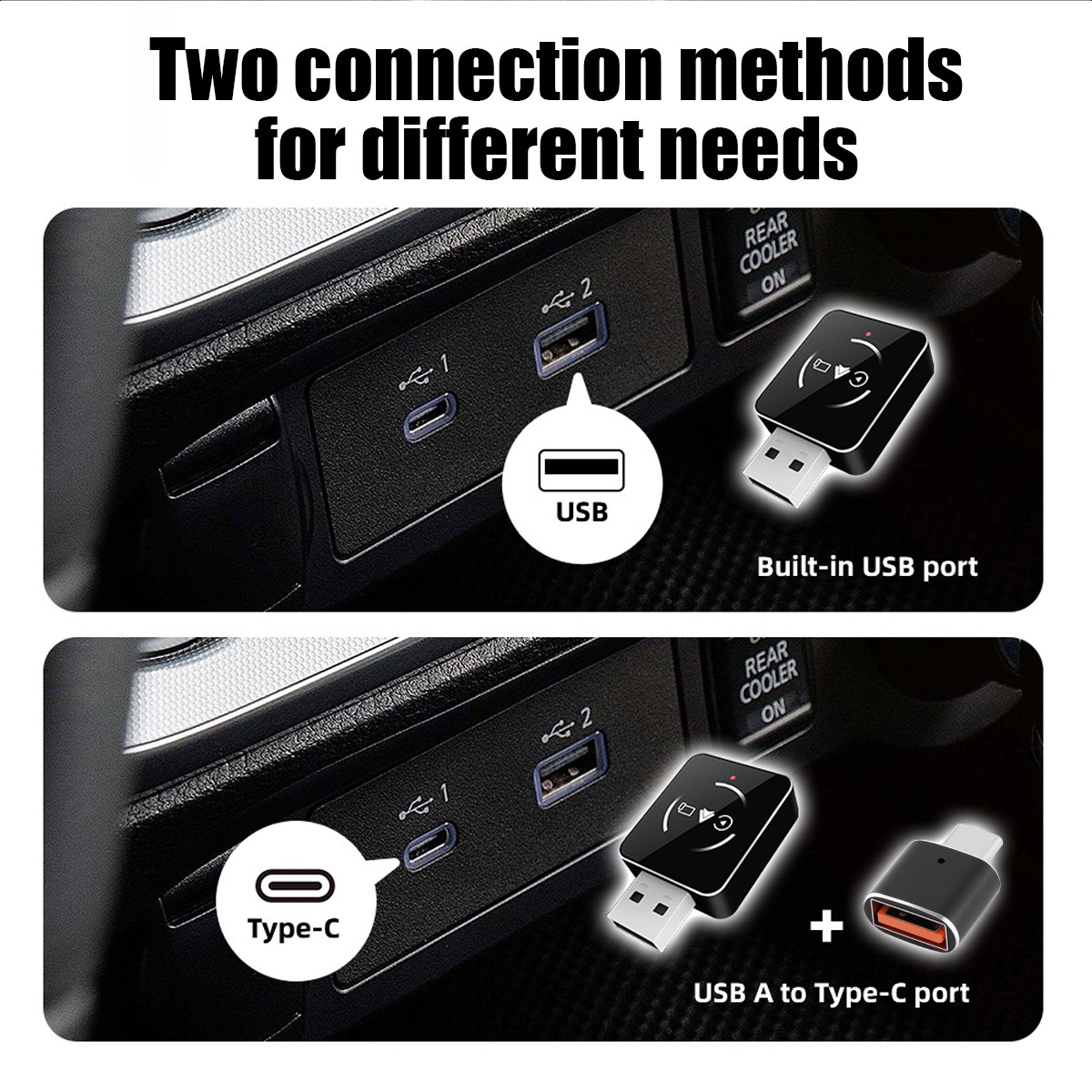Wireless CarPlay Android Auto Adapter Dual USB Type-C Plug&Play 5G WiFi BT 5.2