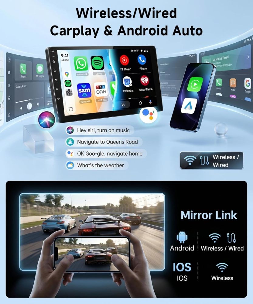 9 Inch Car Stereo Radio Apple Carplay Android Auto BT For Toyota Venza 2008-2016