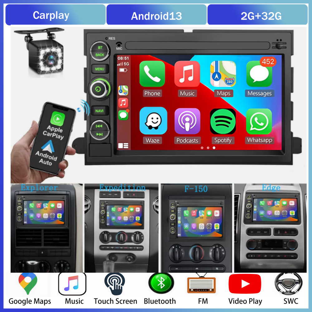 For F-250 F-350 Super Duty 2006-2014 Android 13 Carplay Stereo Radio 7″ GPS Navi