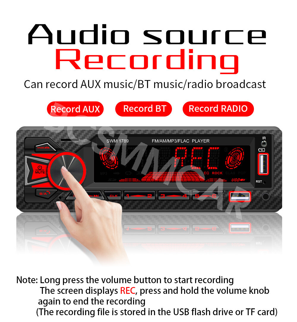 Single 1DIN Car Stereo Radio MP3 Player Bluetooth FM USB Audio In-Dash Head Unit