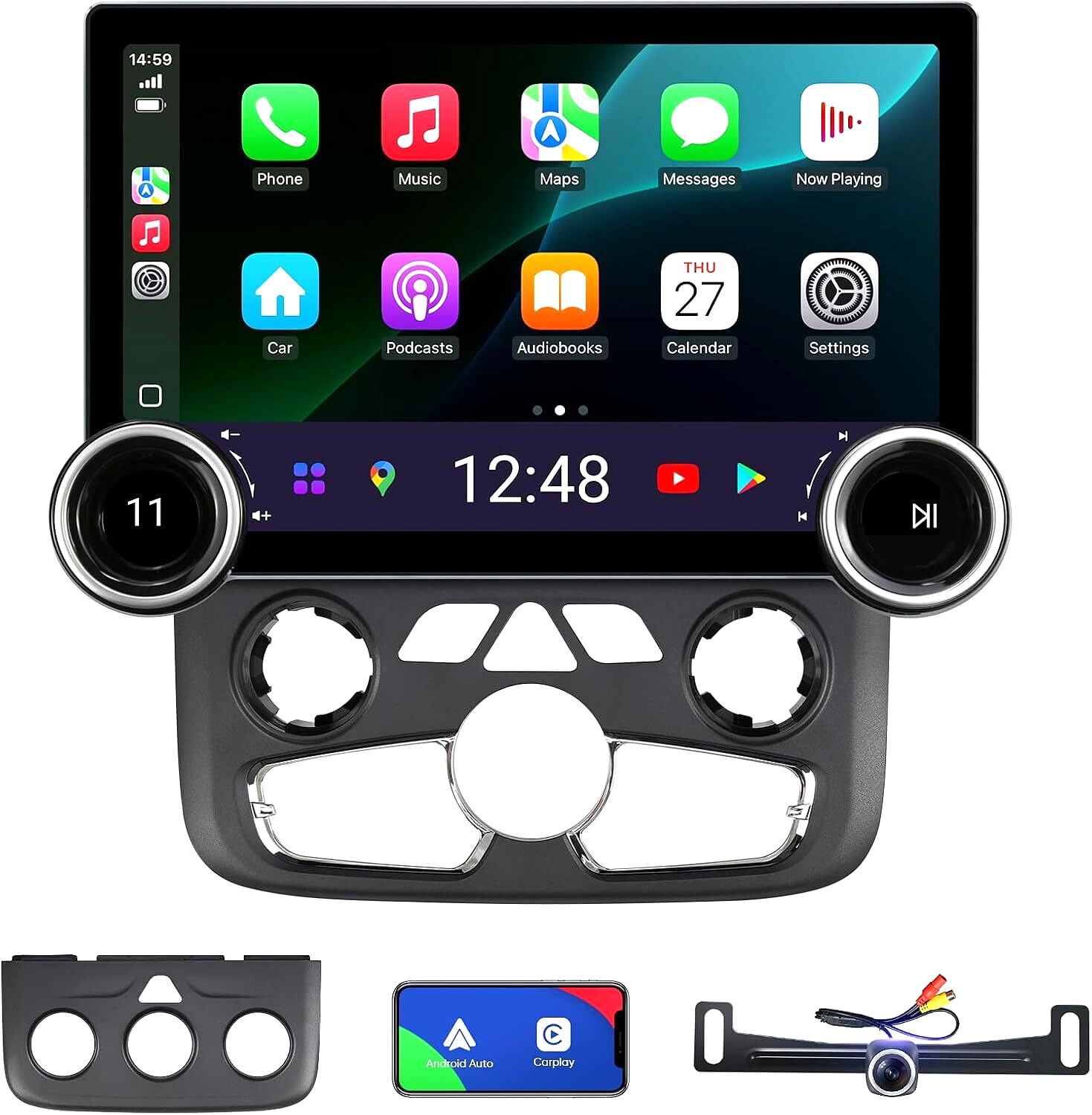 Car Stereo for Dodge Ram 1500-3500 2013-2018 Wireless CarPlay, Android Auto 4+64