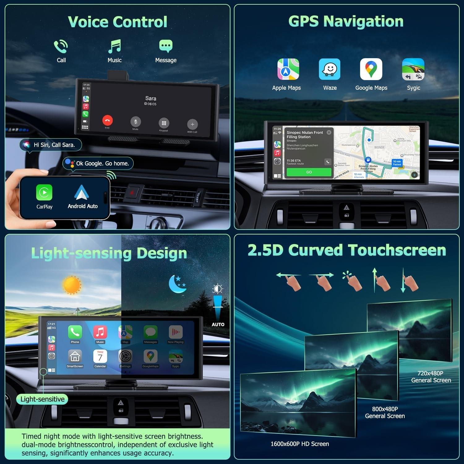CarPlay Display 10.26 Inch IPS Touch Screen, Android Car Display with 4K Dash Ca