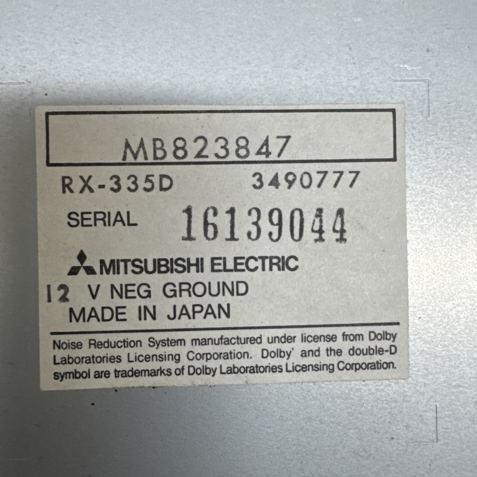 Mitsubishi MB823847 Sterio Radio See Desc 1991-99 Mitsubishi 300GT/Dodge Stealth