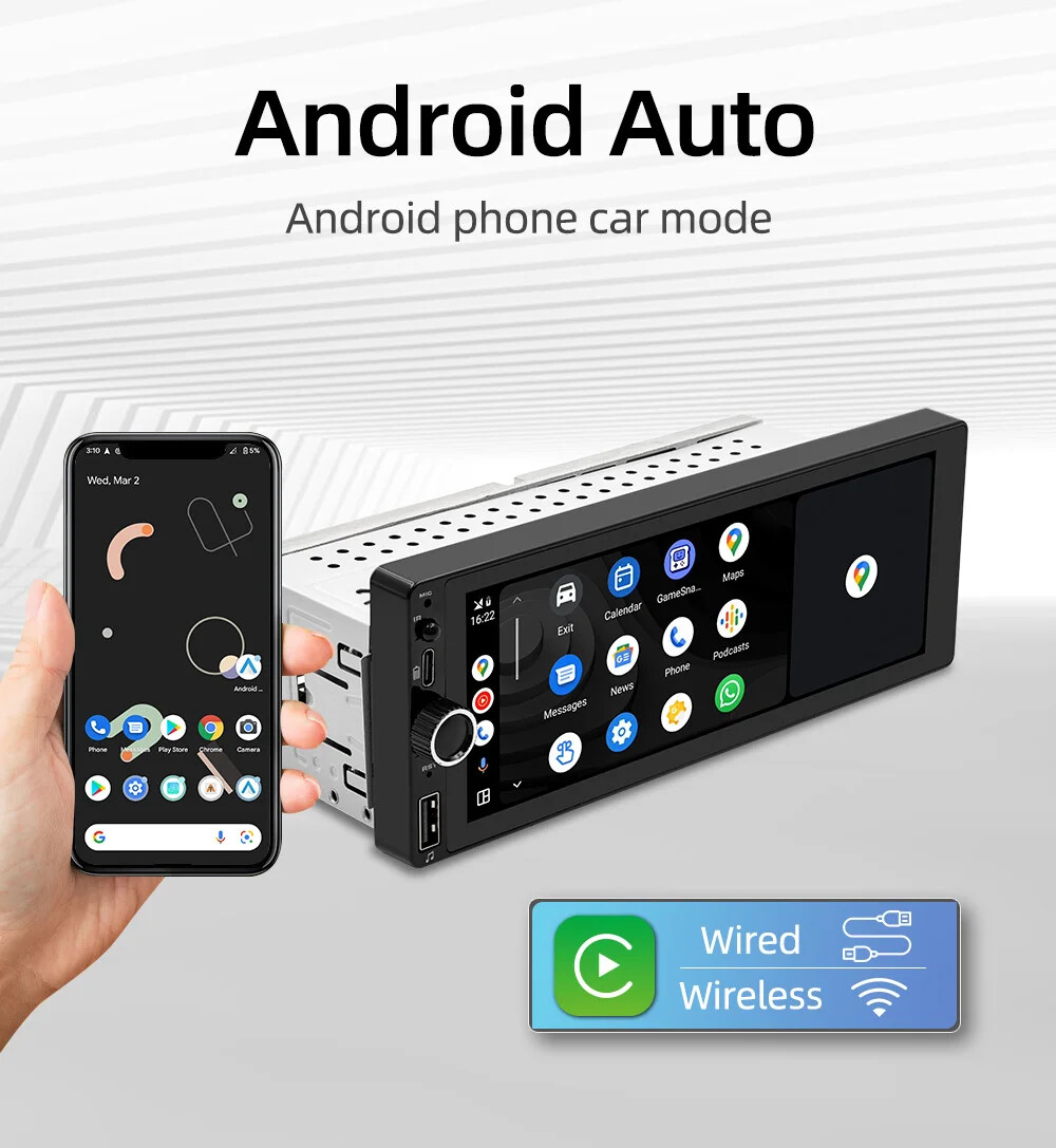 1din 6.86″ HD Car Radio Multimedia Carplay Touch Screen Mirror Link Bluetooth