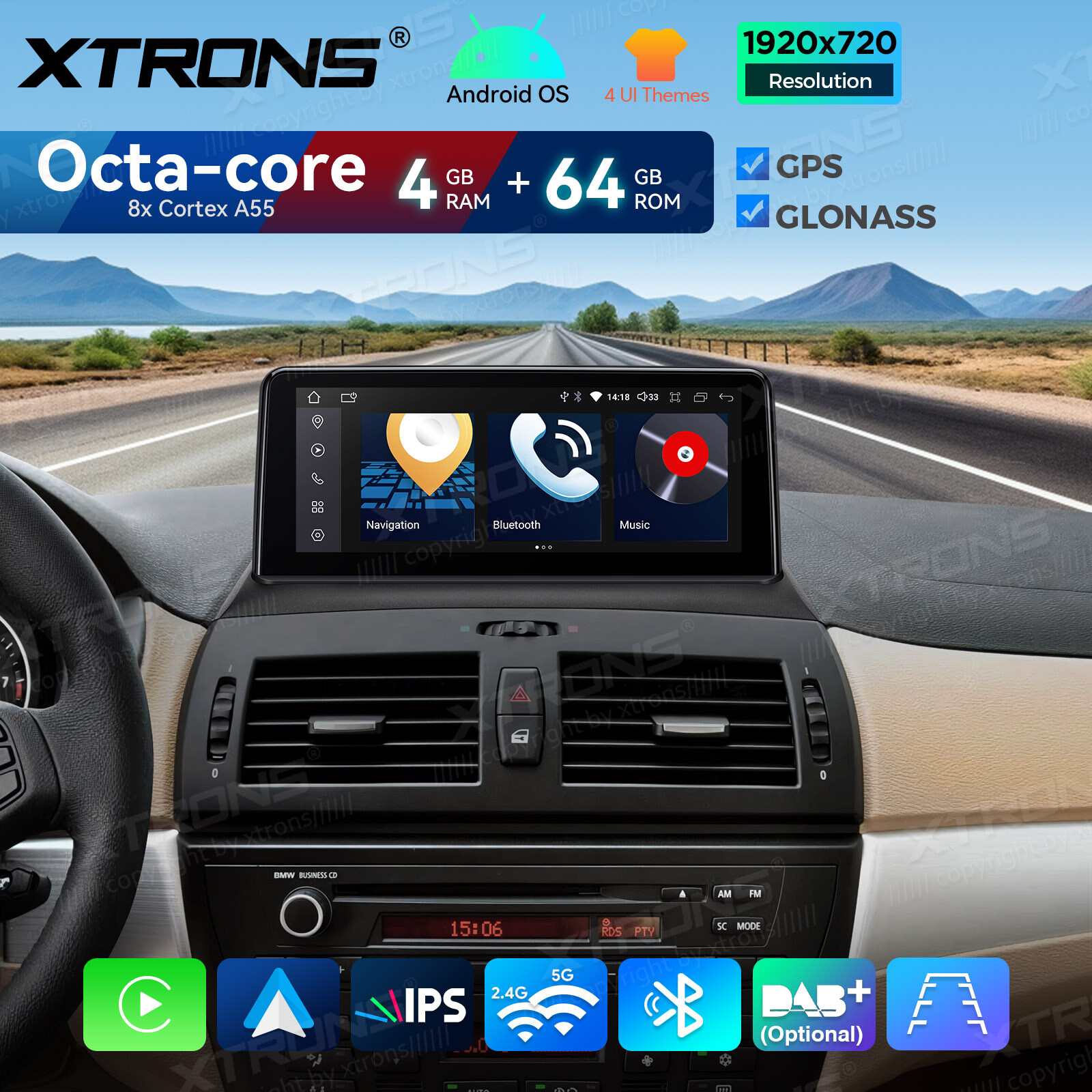 For BMW X3 E83 2004-09 10.25″ Android 14 Car GPS Nav Stereo 8Core 4+64GB CarPlay