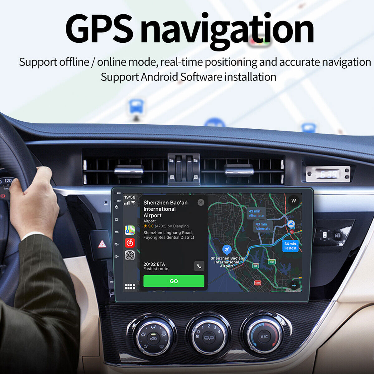 2 Din 9″ Android 12 Car Stereo Radio GPS Navi Touch Screen WiFi CarPlay W/Camera