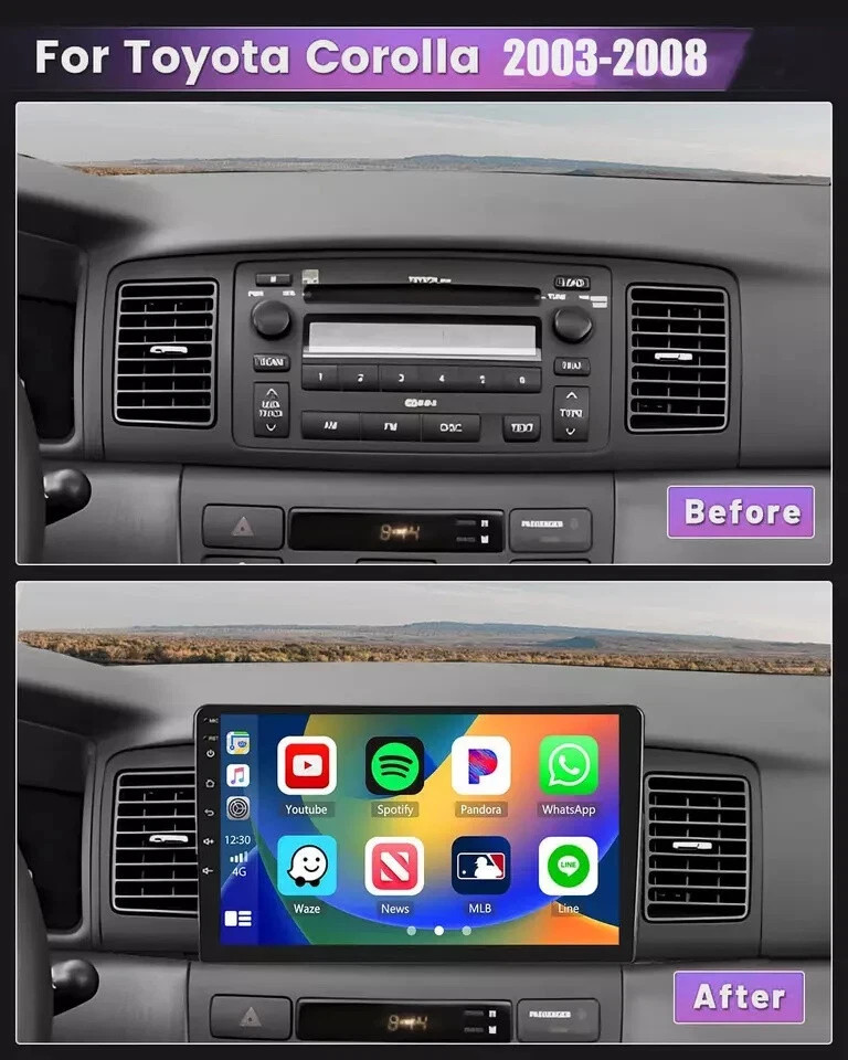 9” Android 15 Car Stereo Radio GPS Navi 4+64G WIFI For Toyota Corolla 2003-2008