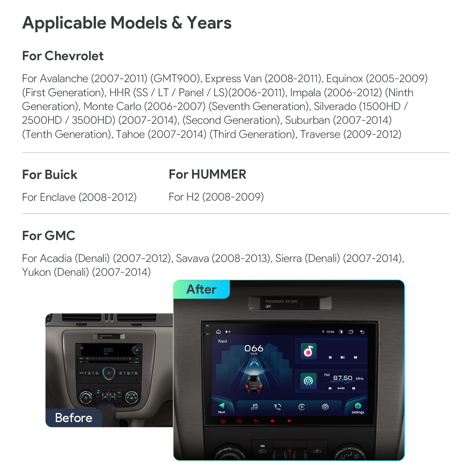 Android 14 8-Core 64GB Car Stereo GPS Radio 4G WIFI For Chevrolet GMC HUMMER H2