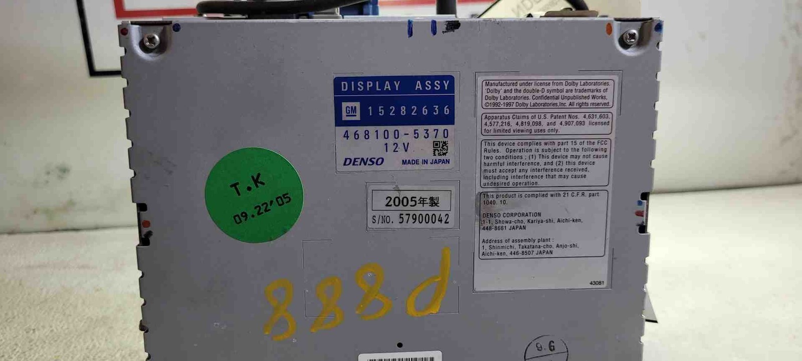 04 05 06 07 08 09 CADILLAC XLR 15282636 AM-FM-stereo-caset-CD player