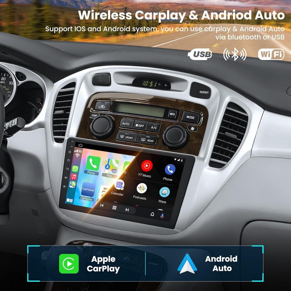 2+64G For Toyota Highlander 2000-2007 Carplay Android 15 Car Stereo Radio GPS BT