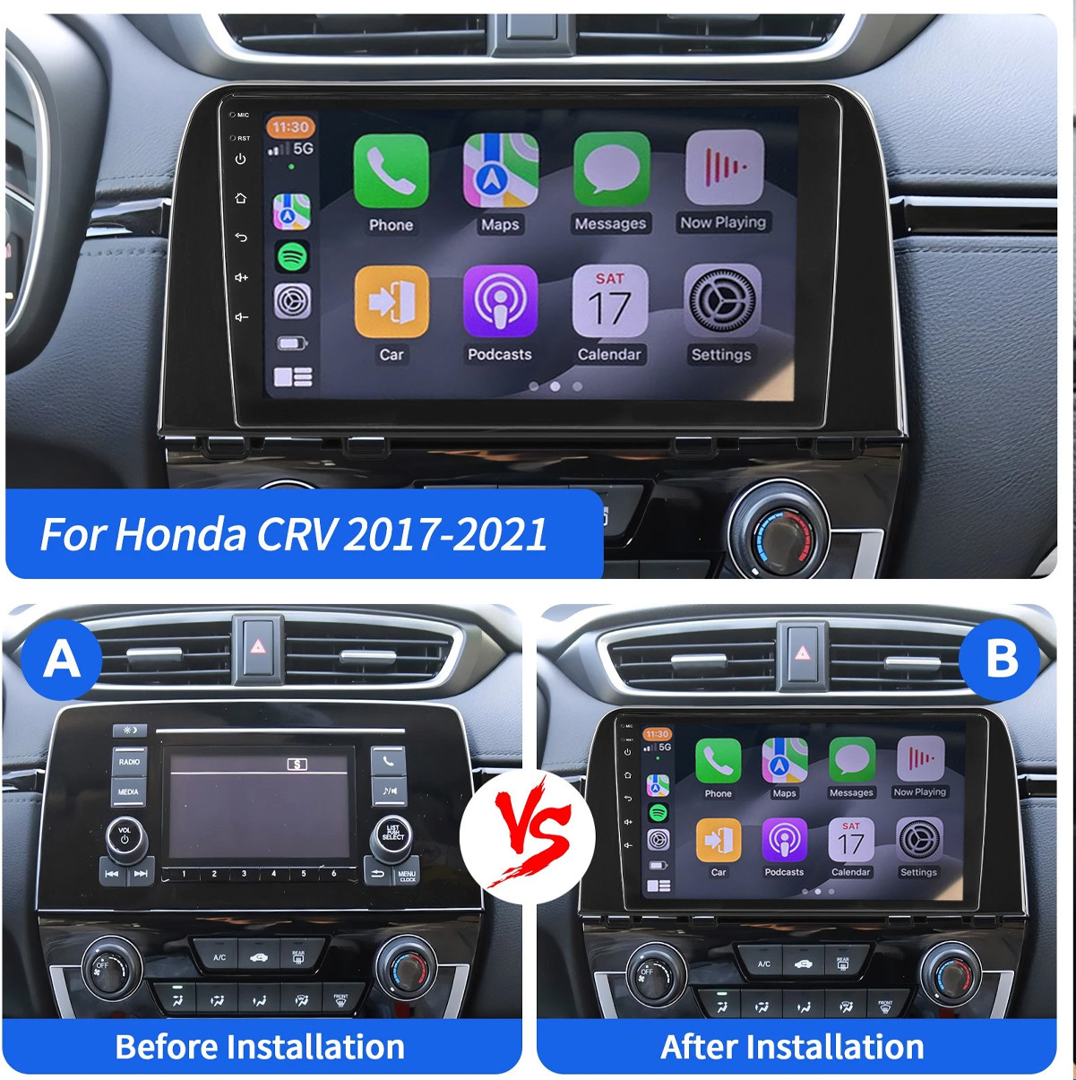 For Honda CRV 2017-2021 Car Radio Stereo Apple Carplay Android 13.0 GPS Navi 64G