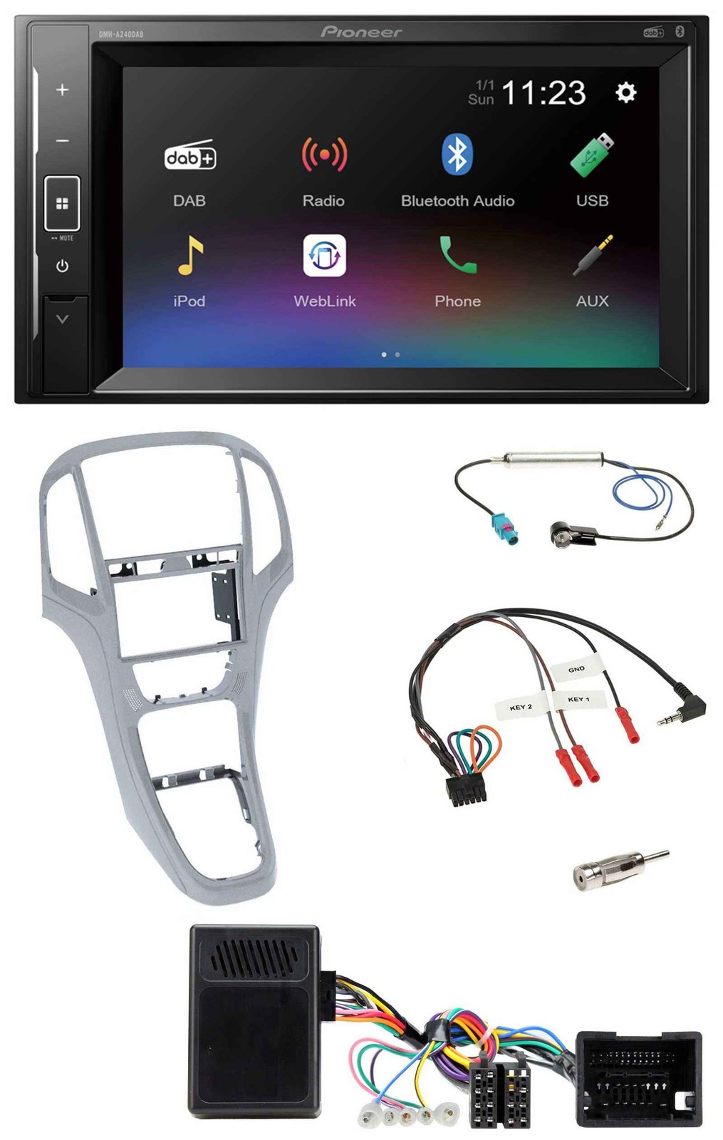 Pioneer DAB steering wheel 2DIN Bluetooth USB car stereo for Opel Astra J from 09 Platinsi
