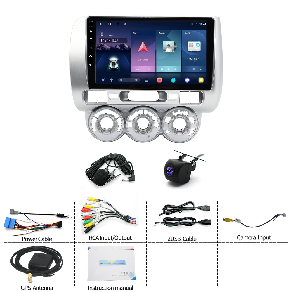 9” Car Radio Stereo GPS WiFi BT For Honda Fit Jazz 2006-2008 Carplay Android 14