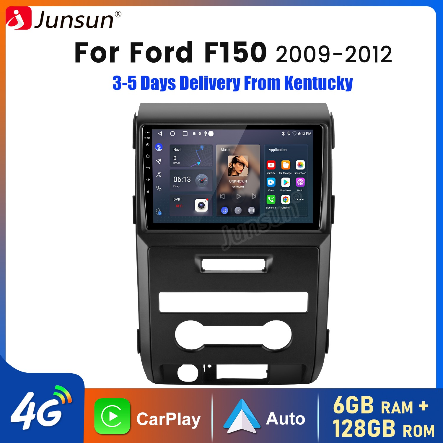 For Ford F-150 F150 2009-2012 Car Radio GPS Navi 8Core Carplay Android 15 6+128G