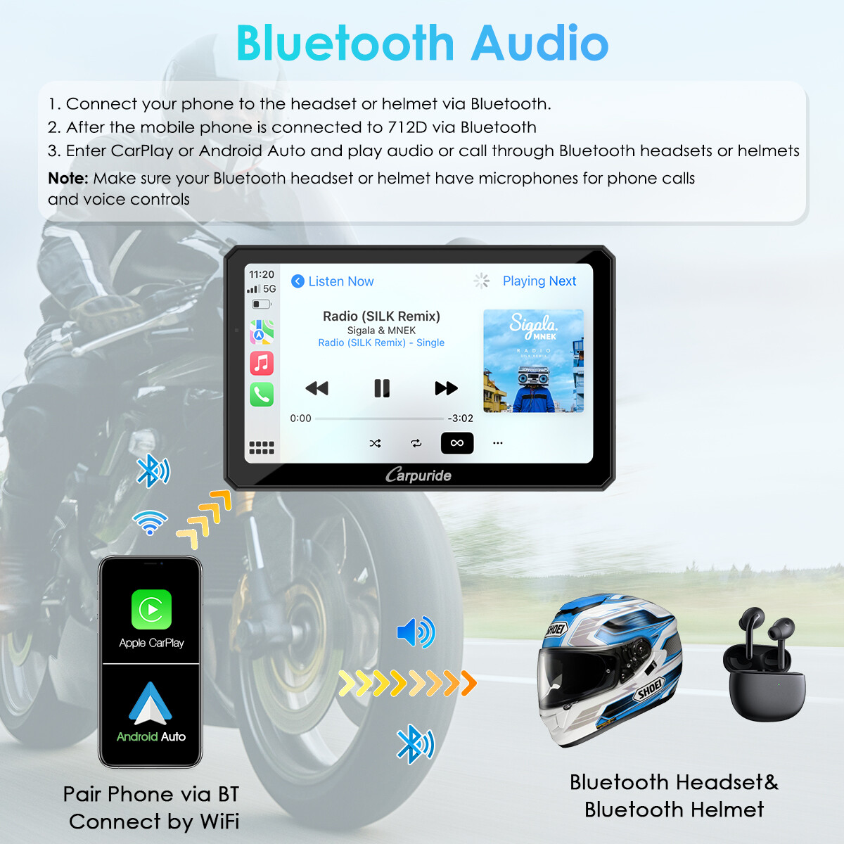 Carpuride W712D TPMS Wireless Carplay Wired Controlled Rotatable screen Dash Cam
