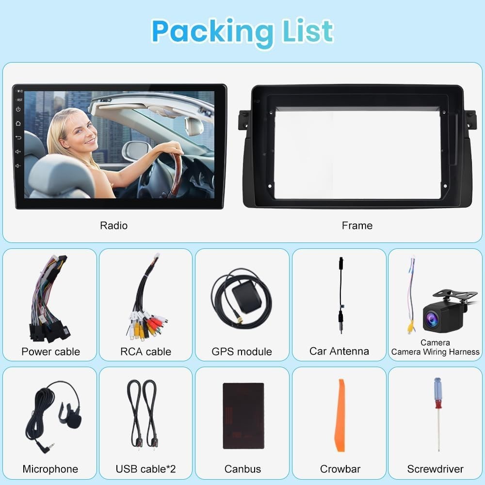 BMW E46 1998-2005 with 9 inch Touchscreen 8 Core 4GB+64GB, Carplay, Android Auto