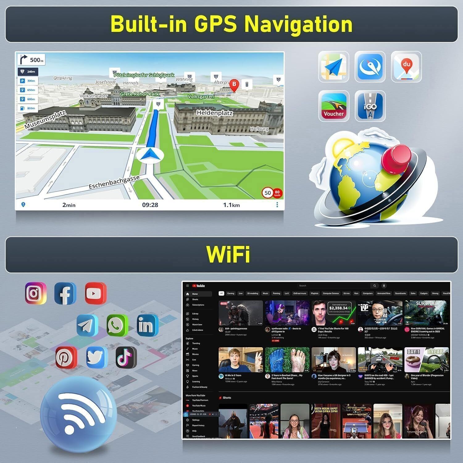 Carplay Radio For 2008-2014 Dodge Challenger Android 15 GPS NAVI WIFI Head Unit