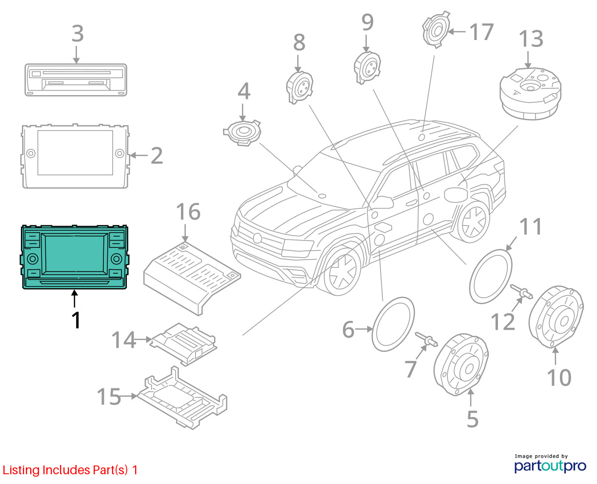 Audio Equipment Radio Receiver Center Dash Mounted Fits 18-20 TIGUAN 12886543