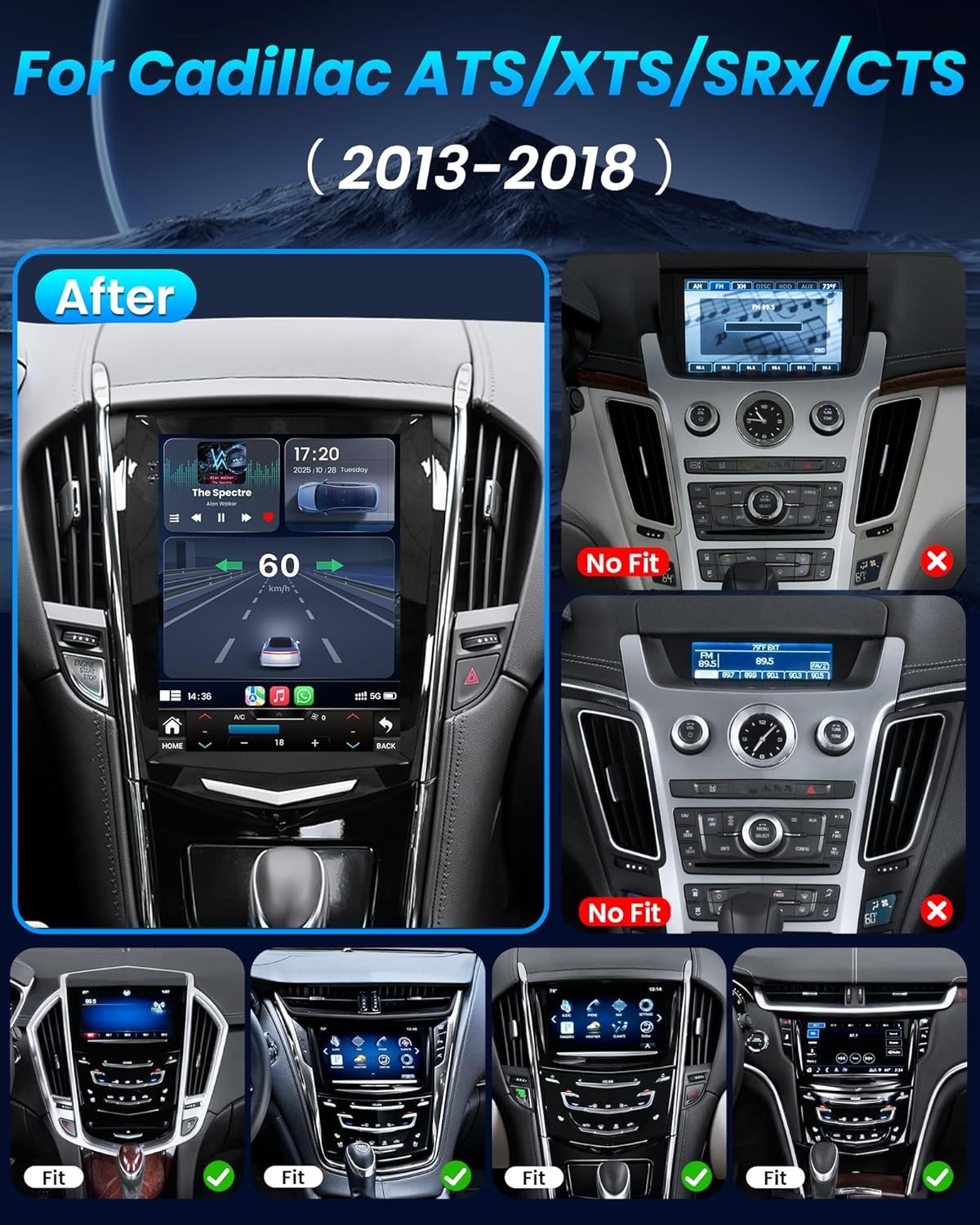 Carplay Radio For 2013-2018 Cadillac ATS Touchscreen Stereo Android 13 Head Unit