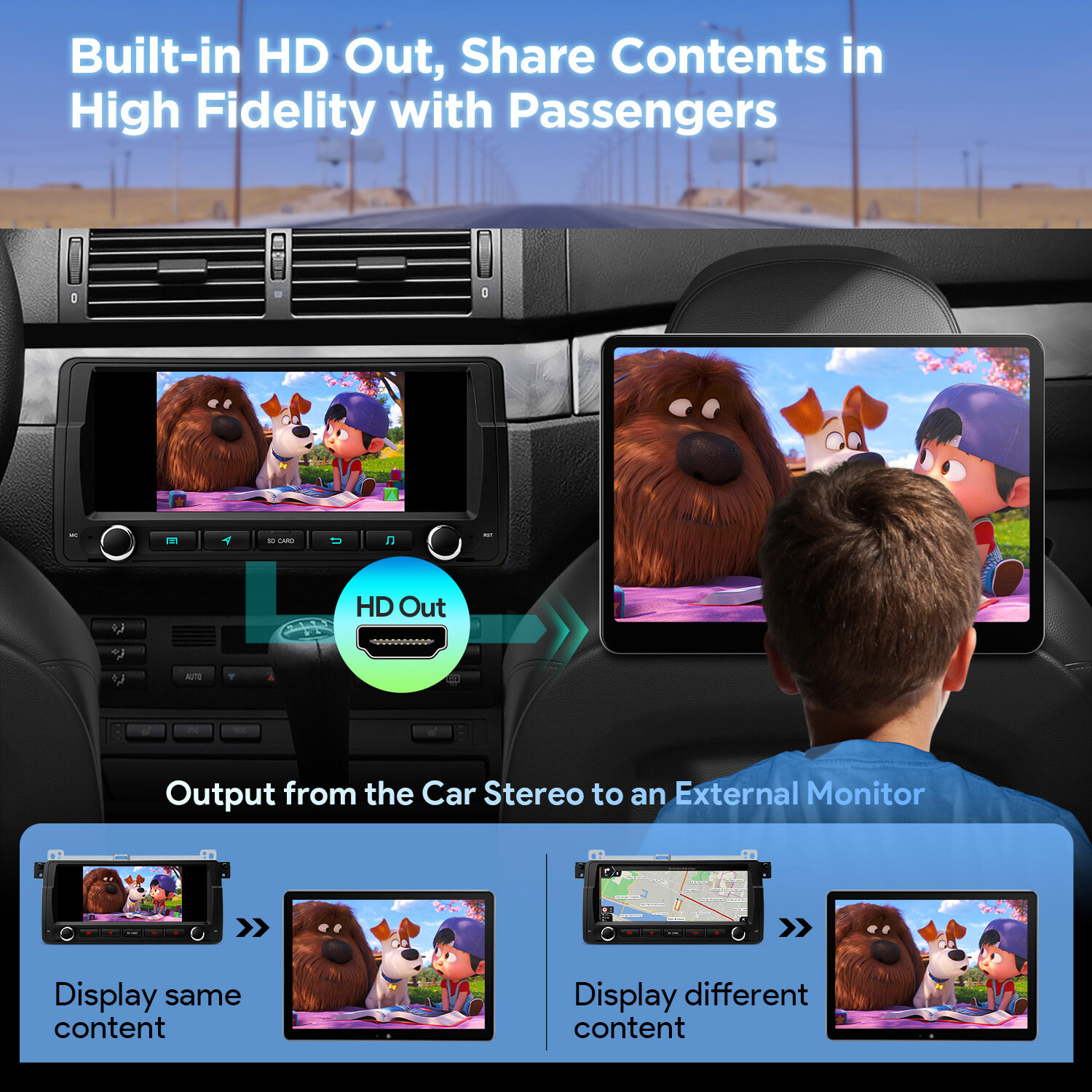 8.8″ QLED Android 14 8-Core 8+256GB Car Stereo Radio GPS For BMW E46 DTS Sound