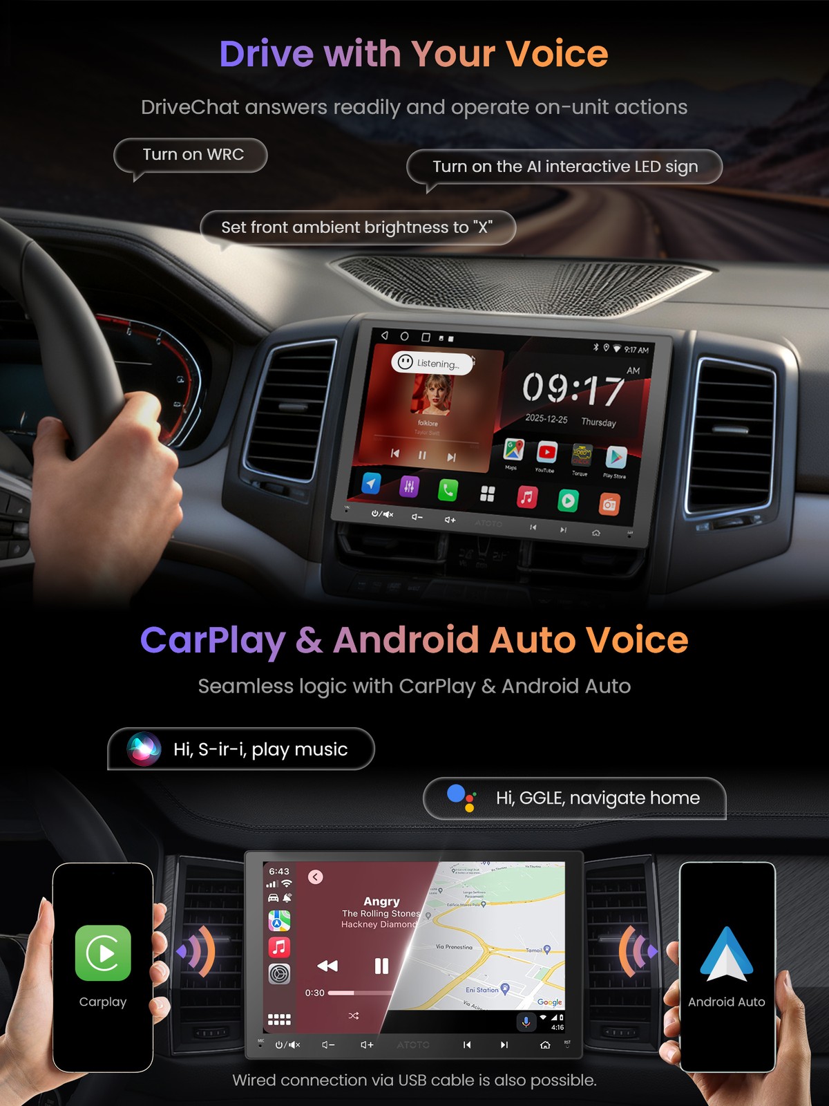 ATOTO A6 PF 9in 2DIN Car Stereo 2+32GB Wireless CarPlay & Android Auto 2BT WiFi