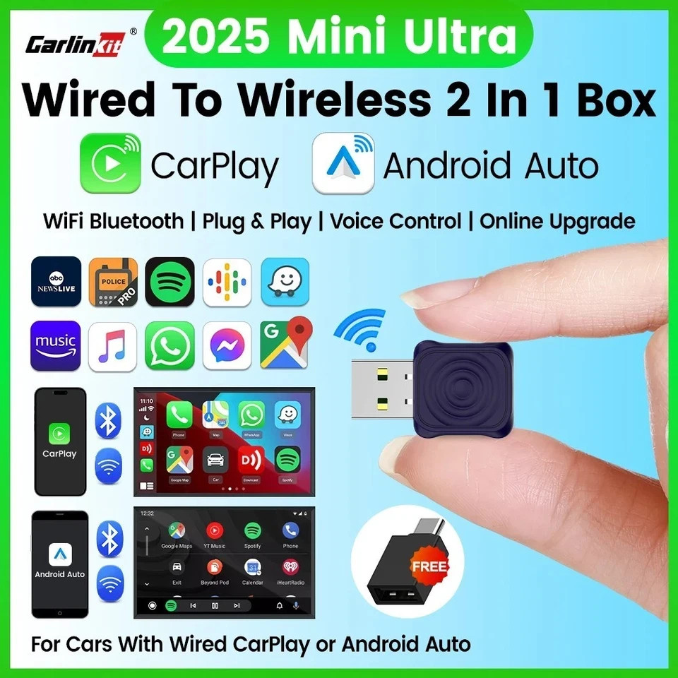 Carlinkit 5 Mini ULTRA Wireless Apple CarPlay Android Auto Adapter LATEST MODEL