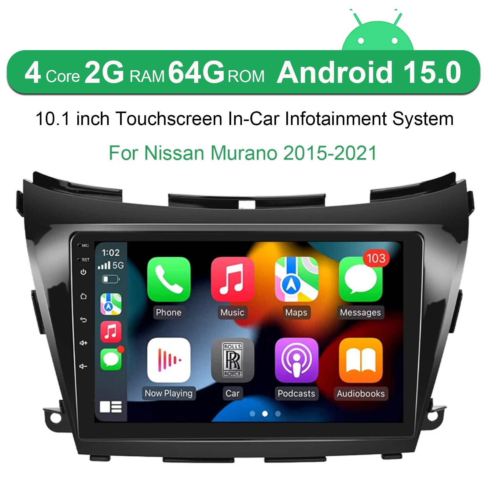 For Nissan Murano 2015-2021 Android 15 Carplay Car Stereo Radio Navi WiFi 2G+64G