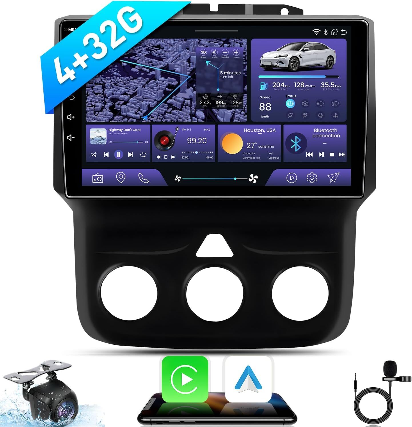 For 2013-2018 Dodge Ram Car Radio Stereo Carplay 4+32G 9in Carplay GPS Navi