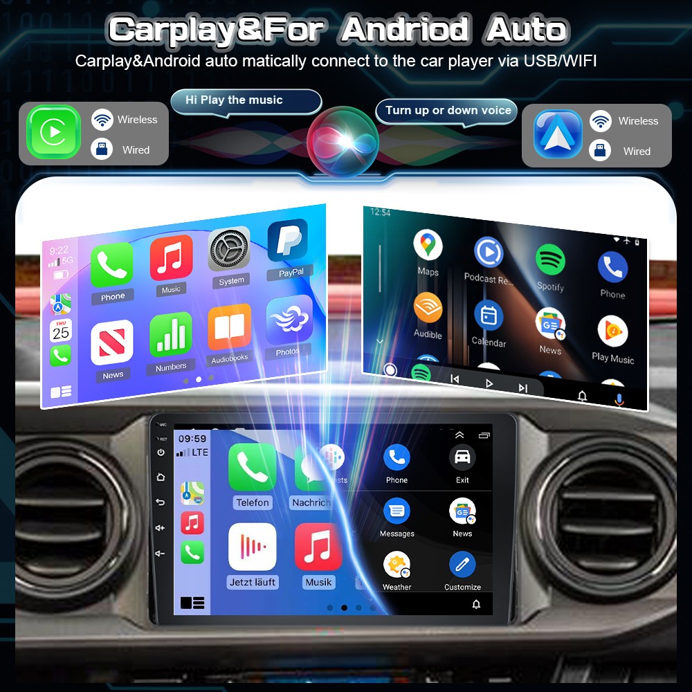 Apple Carplay For 2016-2022 Toyota Tacoma Car Radio Stereo Head Unit GPS +Camera