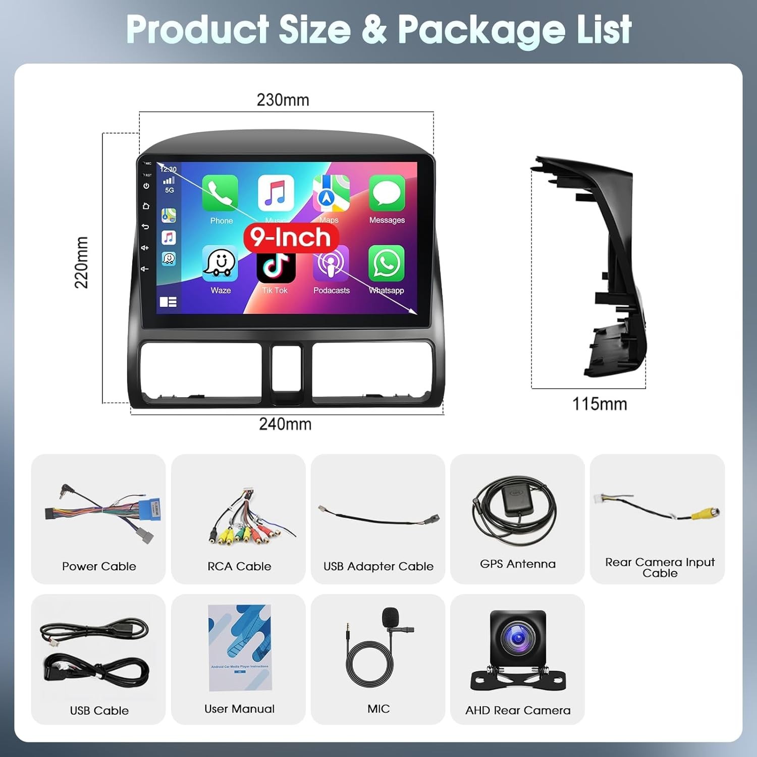 2002-2006 Honda CR-V 9 Inch Android Car Stereo Wireless CarPlay Android Auto GPS
