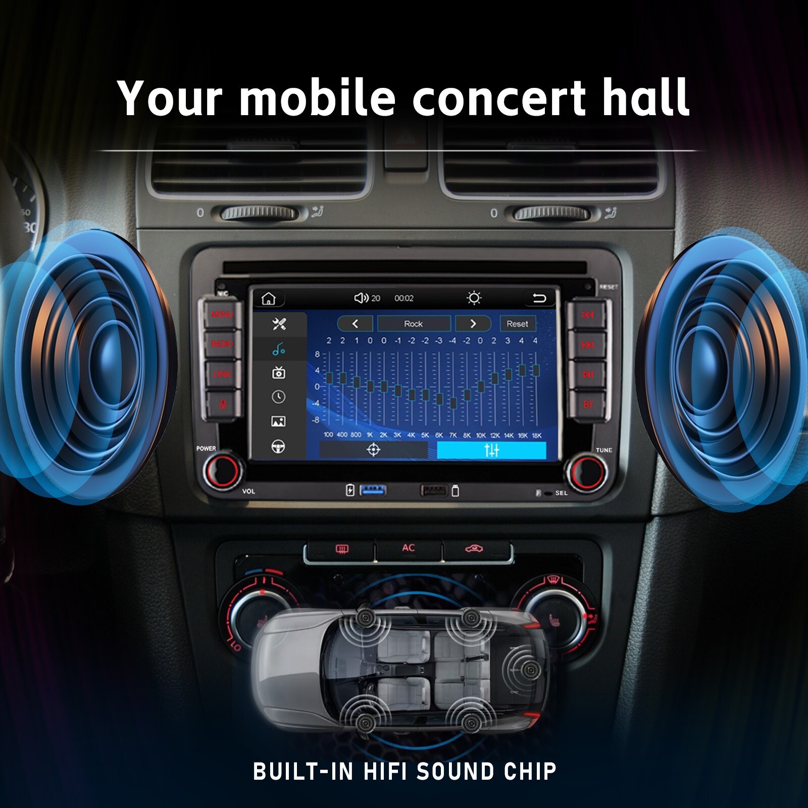 Car Stereo BT RDS VW Jetta Tiguan Passat Radio Android Auto DAB CarPlay FM/AM