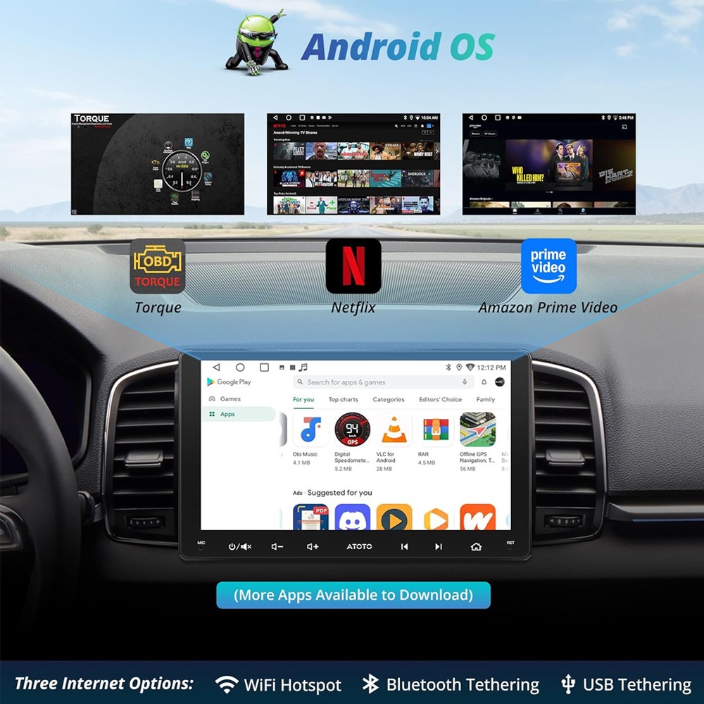 ATOTO CarPlay 9 inch Screen Android 2Din Car Stereo GPS Radio Dash+Backup Camera