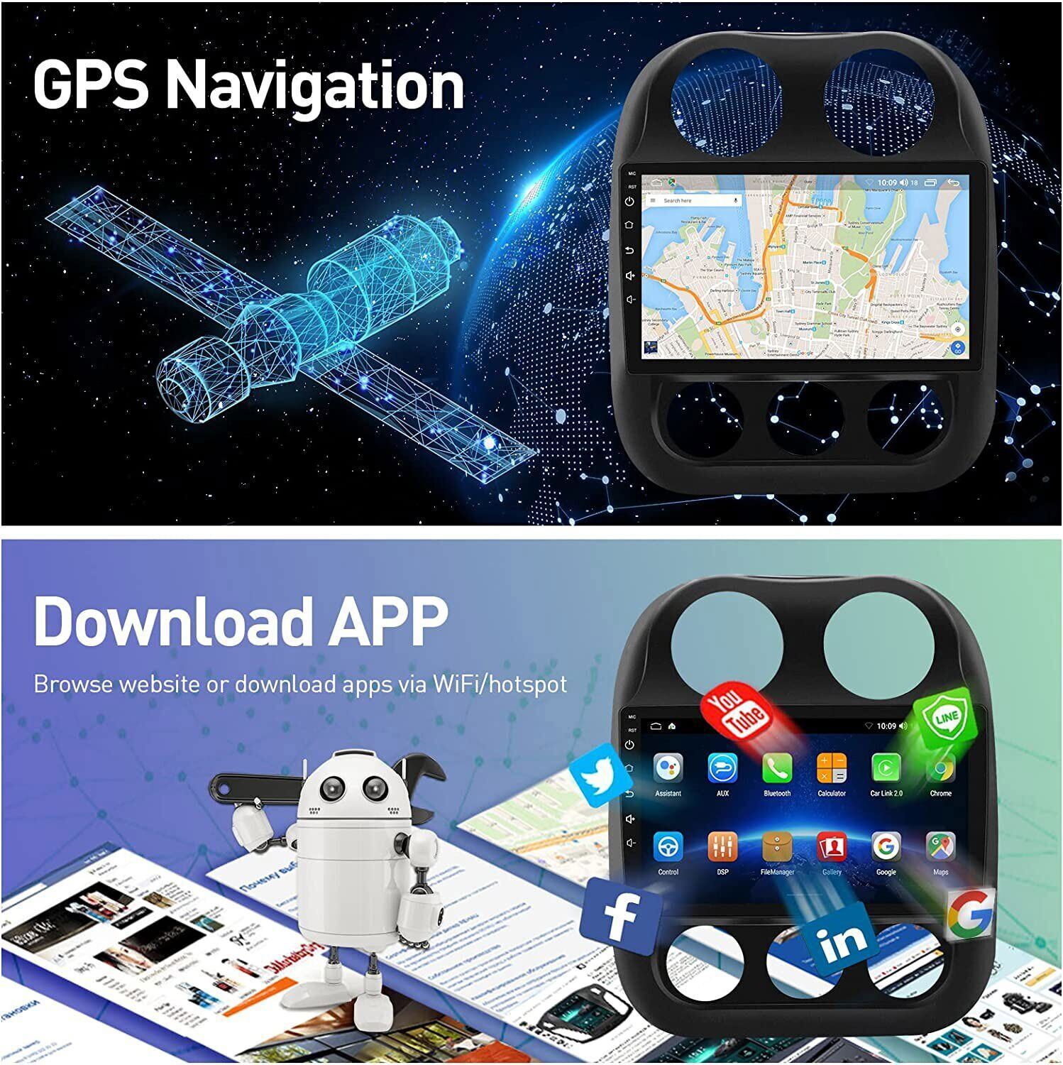 10.1in For Jeep Compass 2009-2016 Android 15 Apple Carplay Car Stereo Radio GPS