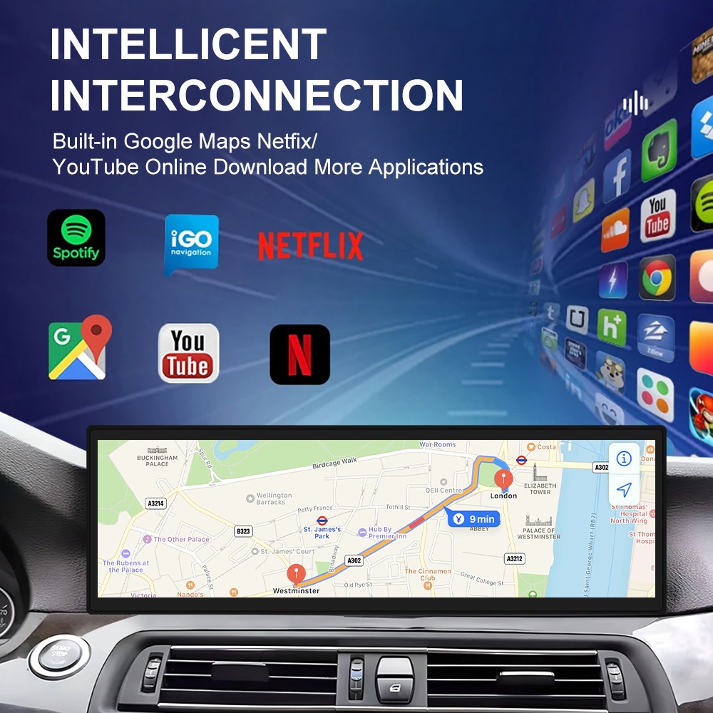 14.9” Android14 Display CarPlay BMW 5 Series F10 F11 CIC 2010 – 2012 G30 4G GPS