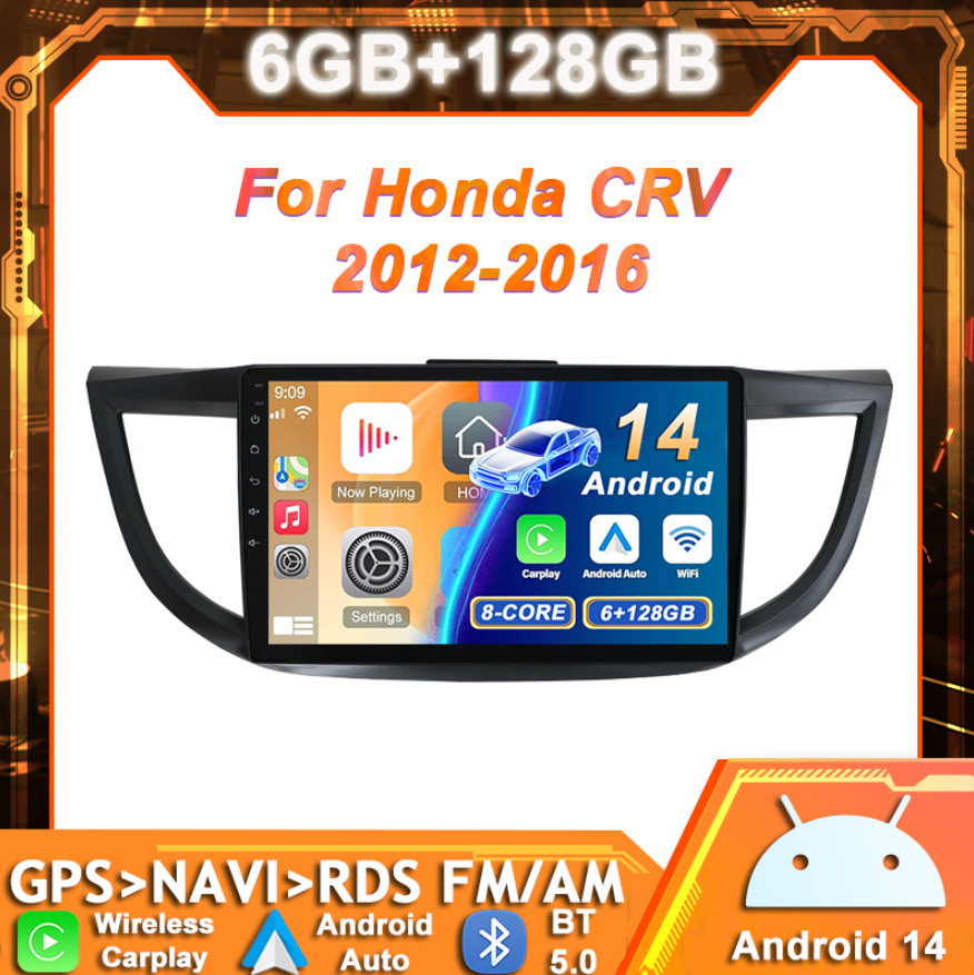 128GB Car Stereo CarPlay For Honda CRV 2012-2016 Navi GPS Android Head Unit DSP