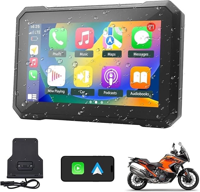KAOLALI Motorcycle GPS Portable Carplay 7′ IPS Touch Screen Wireless Carplay NEW