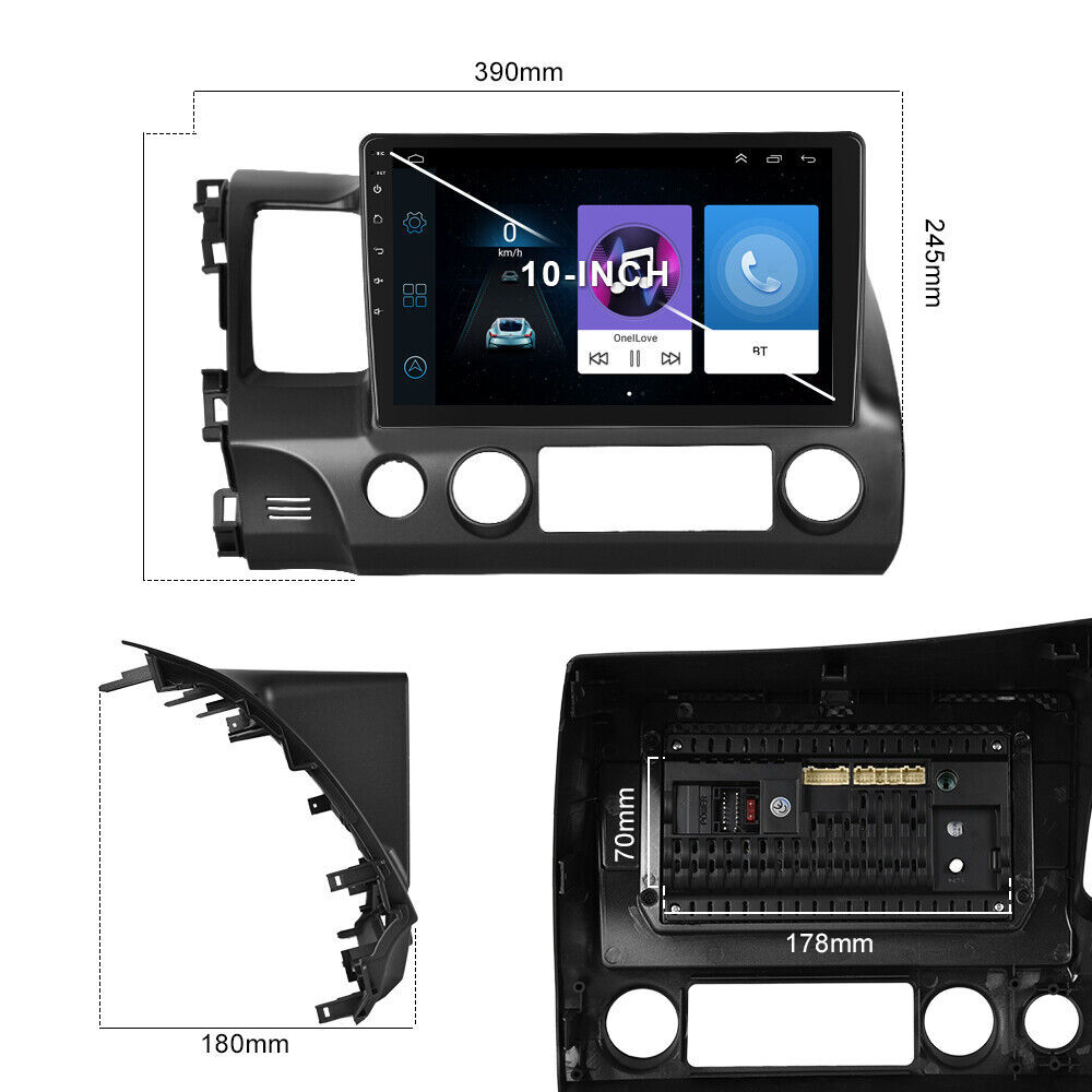 Apple Carplay Car Stereo Radio For Honda Civic 2006-2011 Android 15 GPS Navi BT